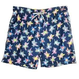 Michaels Mens Pineapple Swim Trunks Navy Blue Tropical Board Shorts Large